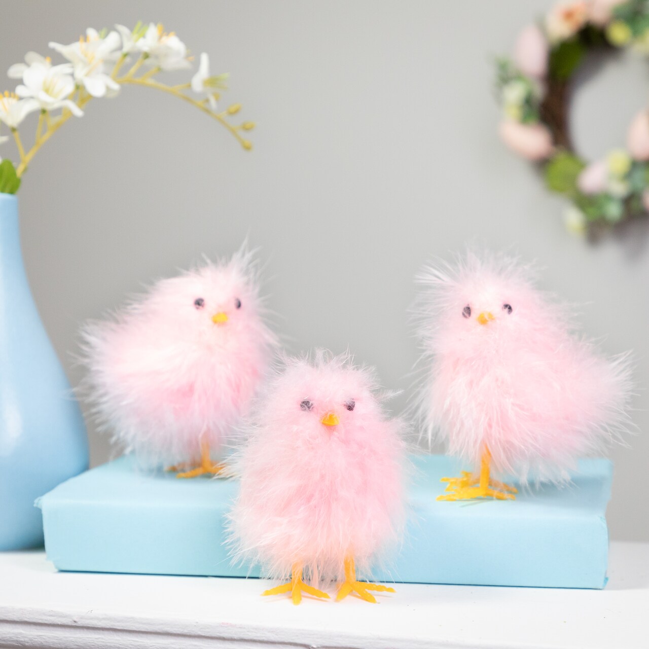 Northlight Furry Chicks Easter Figurines - 3.25" - Pink - Set of 3